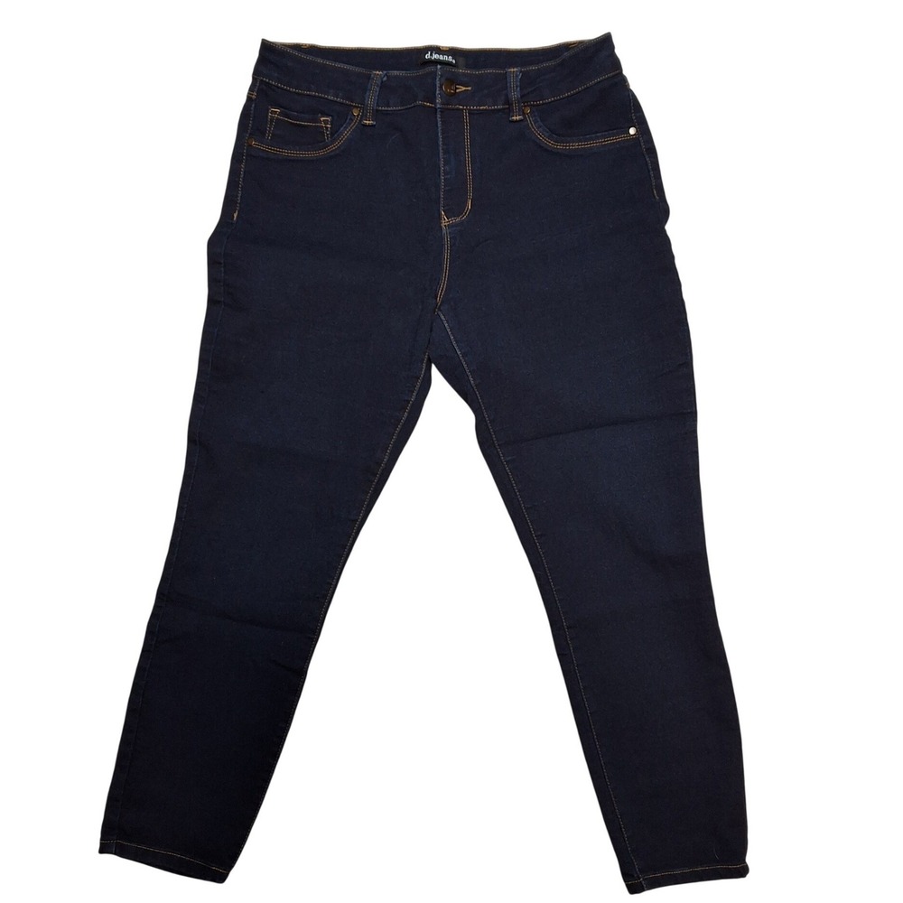 d.jeans Womens Size 14 Dark Wash High Rise Skinny Jeans Indigo Stretch Denim